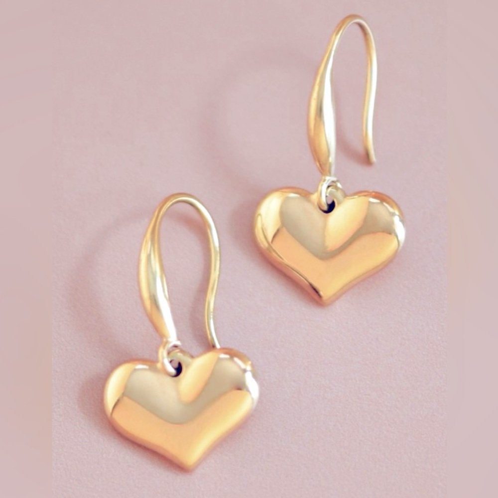 18k gold dipped heart drop earrings